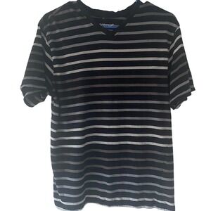 Teen XL WTO2 New York Striped TShirt V-Neck‎ Short Sleeve Casual Youth XL EUC